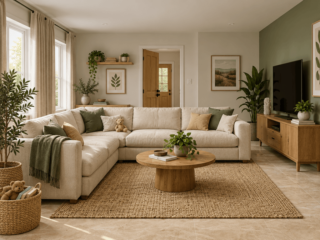 Design d'interni in stile Biophilic — Soggiorno di GenRoom AI
