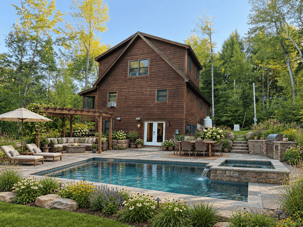 Yard design in Country Rustic Garden style — photo by GenRoom AI