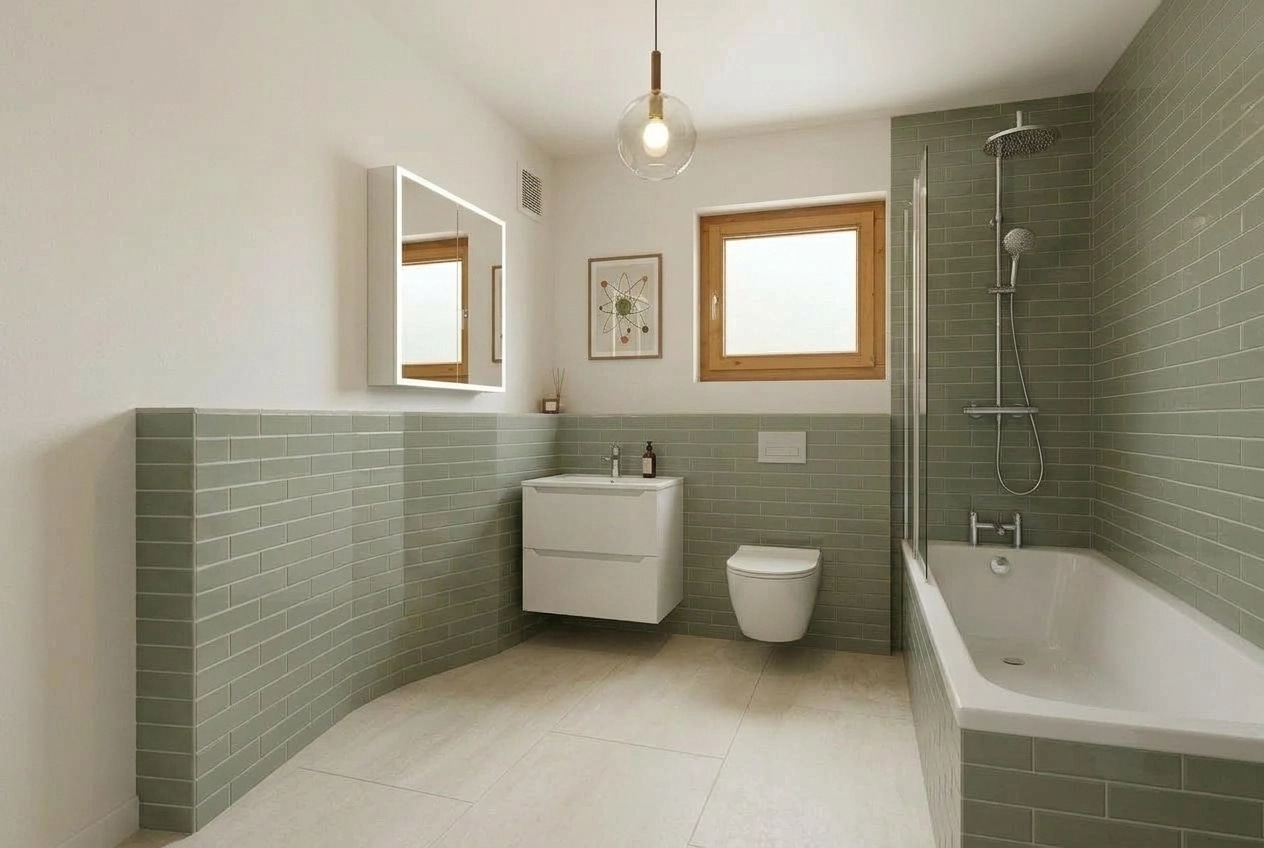Mid-Century Modern Bathroom design — interior photo by GenRoom AI