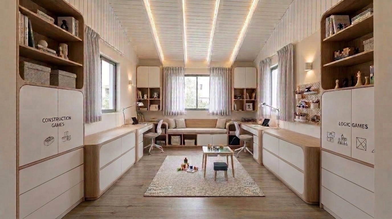 Contemporary Kids Room design — interior photo by GenRoom AI
