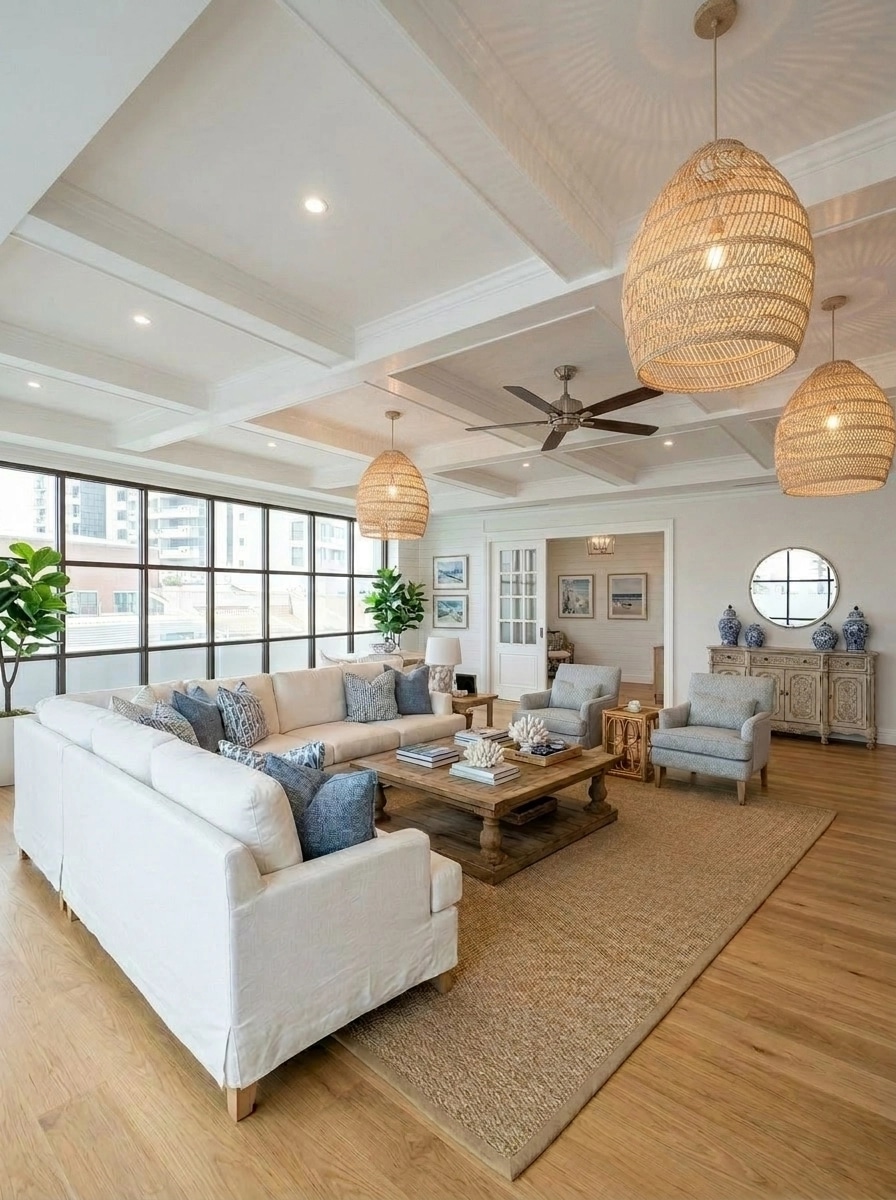 Interior design in Coastal / Hamptons style — Living Room by GenRoom AI