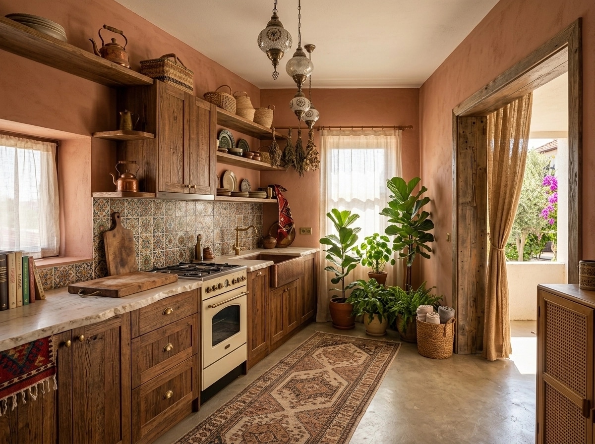 Kitchen interior in Bohemian style — photo by GenRoom AI