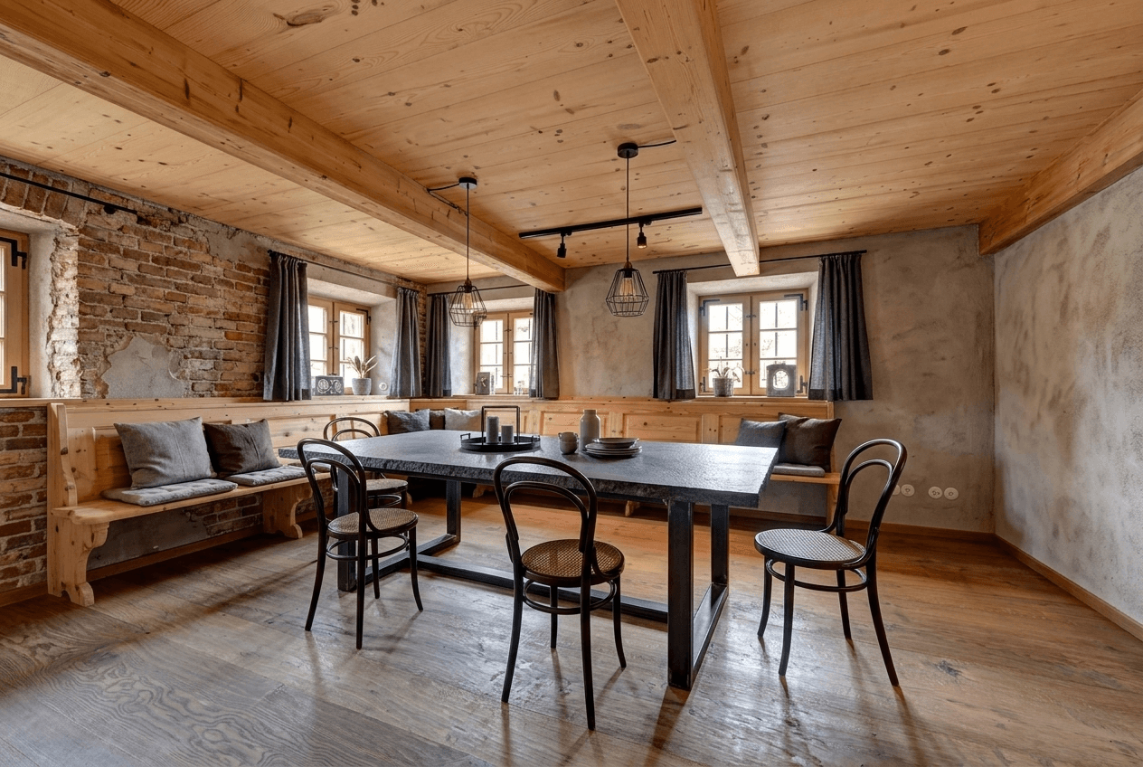 التصميم الداخلي بنمط Loft / Industrial — dining_room من GenRoom AI