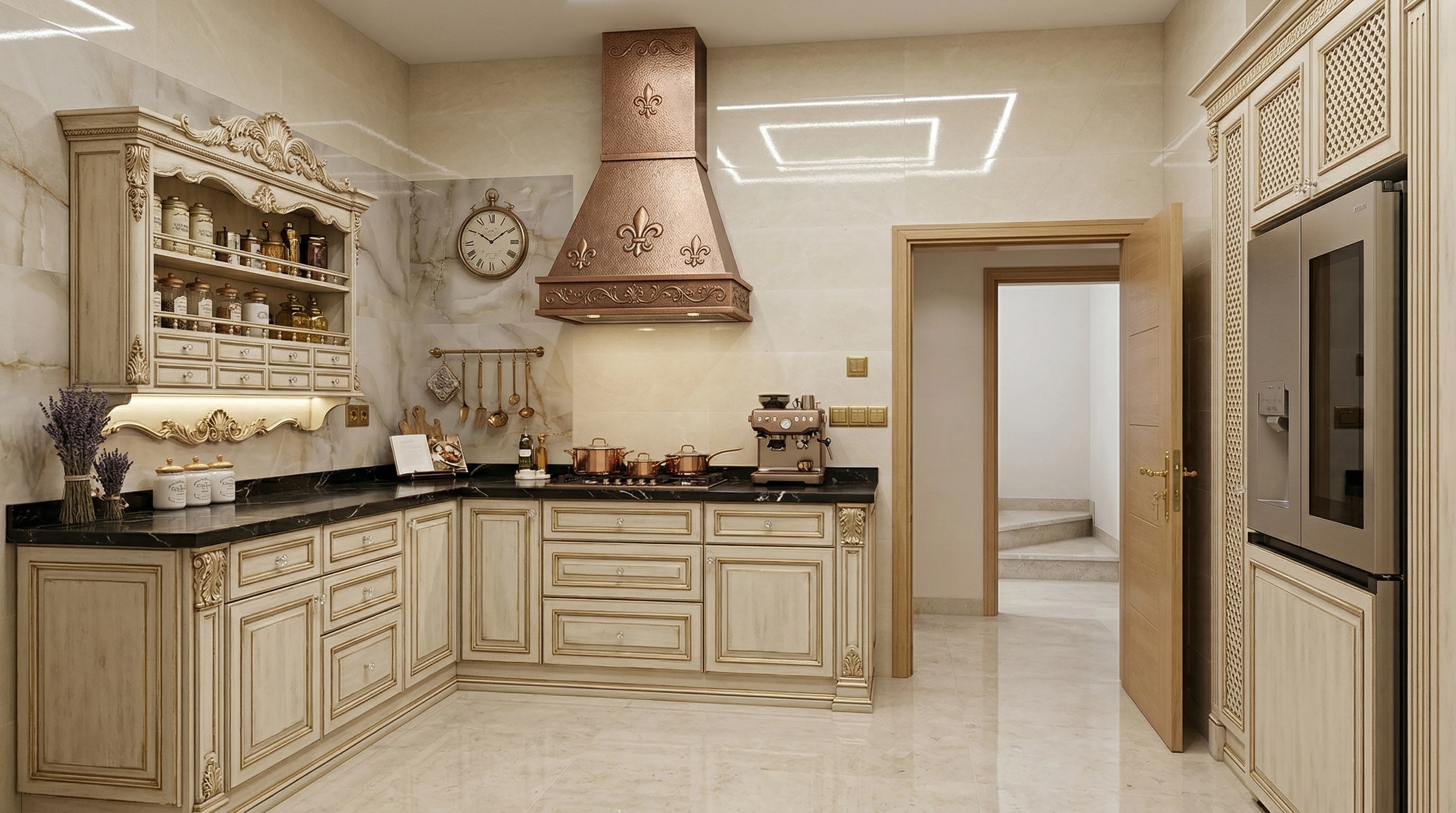 Kitchen interior in French Parisian style — photo by GenRoom AI