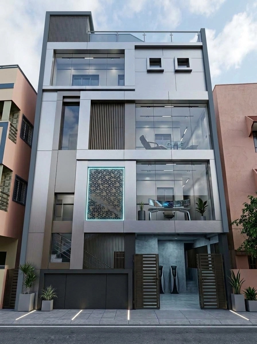 Hi-Tech Facade Facade design — facade photo by GenRoom AI