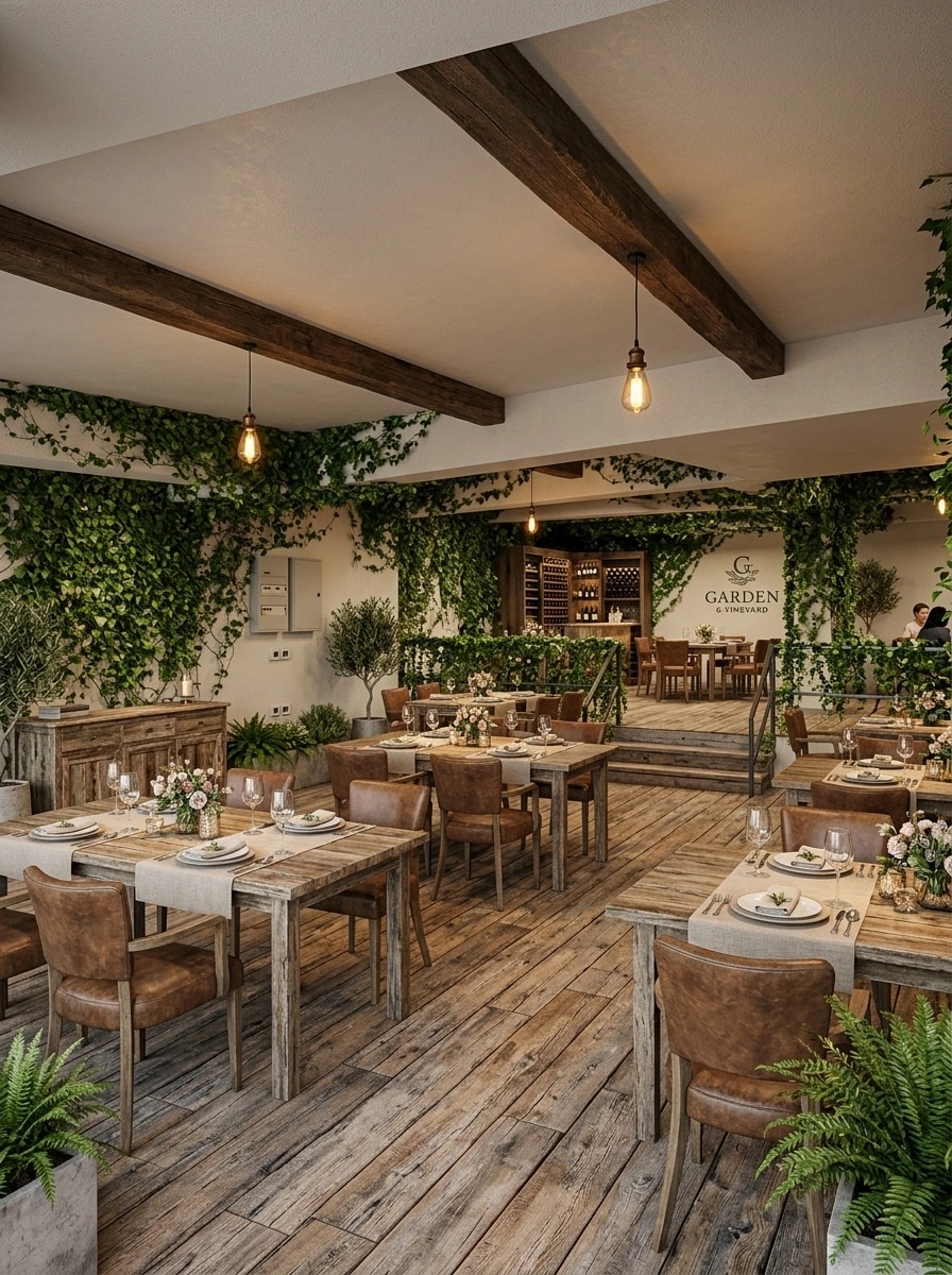 Interior design in Rustic style — restaurant by GenRoom AI