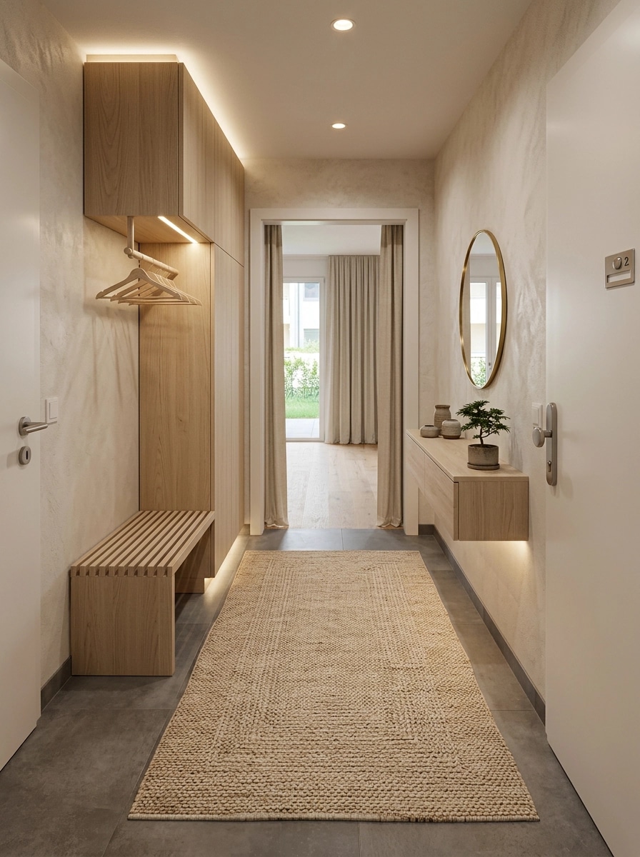 Hallway interior in Japandi style — photo by GenRoom AI