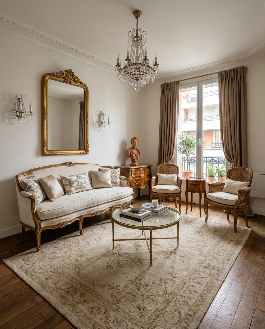 French Parisian Living Room design — interior photo by GenRoom AI