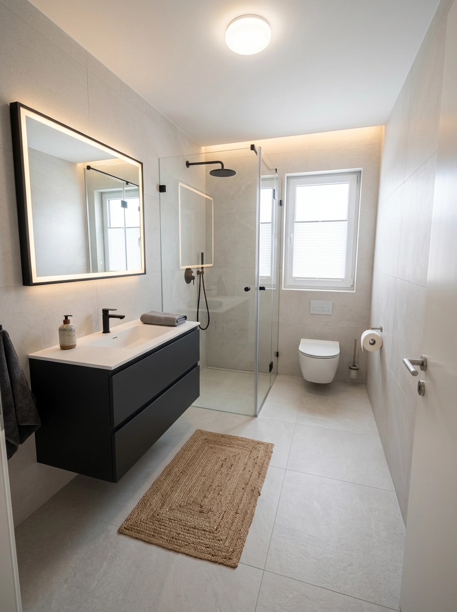 Bathroom interior in Minimalism style — photo by GenRoom AI