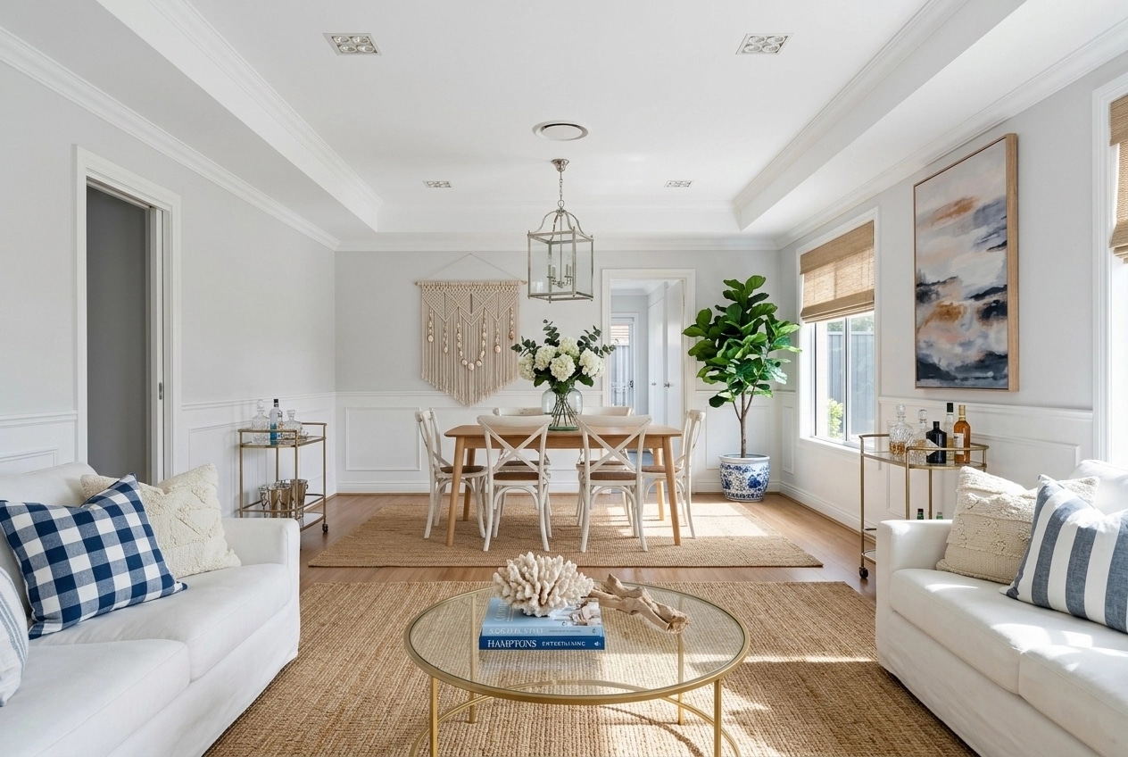Interior design in Coastal / Hamptons style — Living Room by GenRoom AI