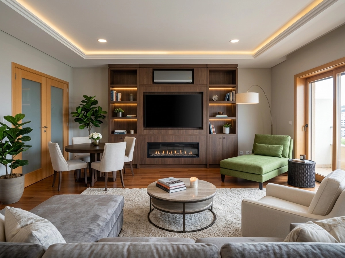 Transitional Ruang Tamu design — interior photo by GenRoom AI