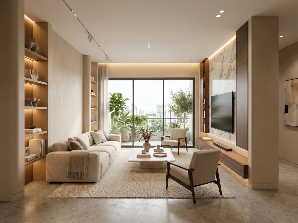 Minimalism Living Room design — interior photo by GenRoom AI