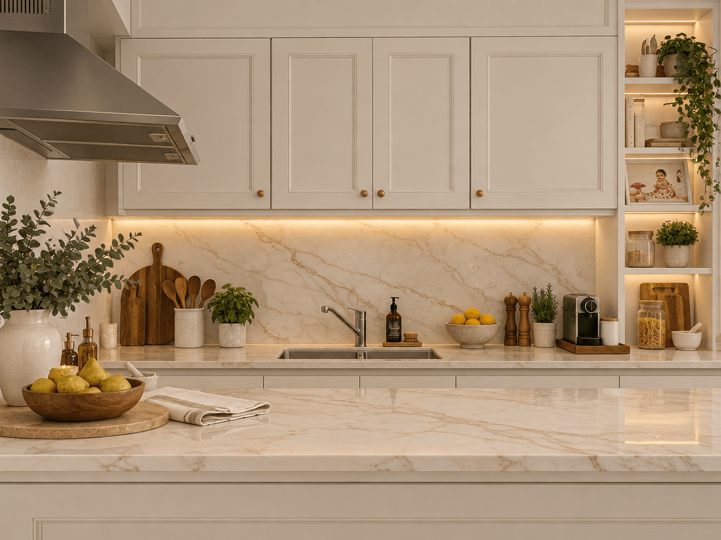 Kitchen interior in Neoclassic style — photo by GenRoom AI