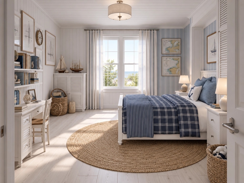 Interior design in Coastal / Hamptons style — Bedroom by GenRoom AI