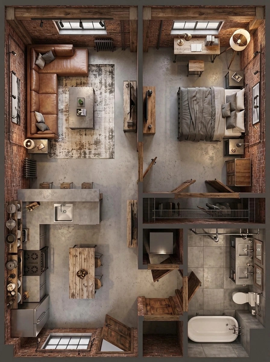 Interior design in Loft / Industrial style — Living Room by GenRoom AI