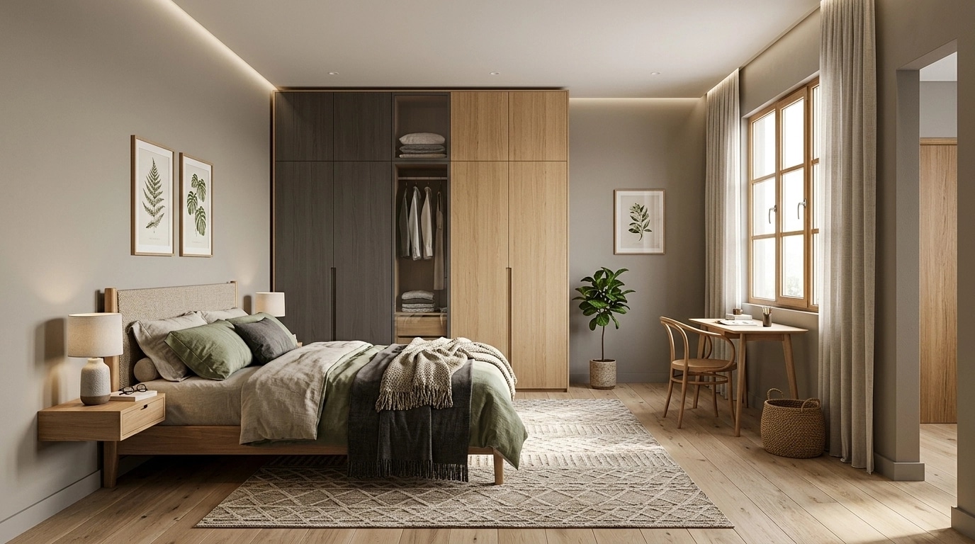Scandinavian Bedroom design — interior photo by GenRoom AI
