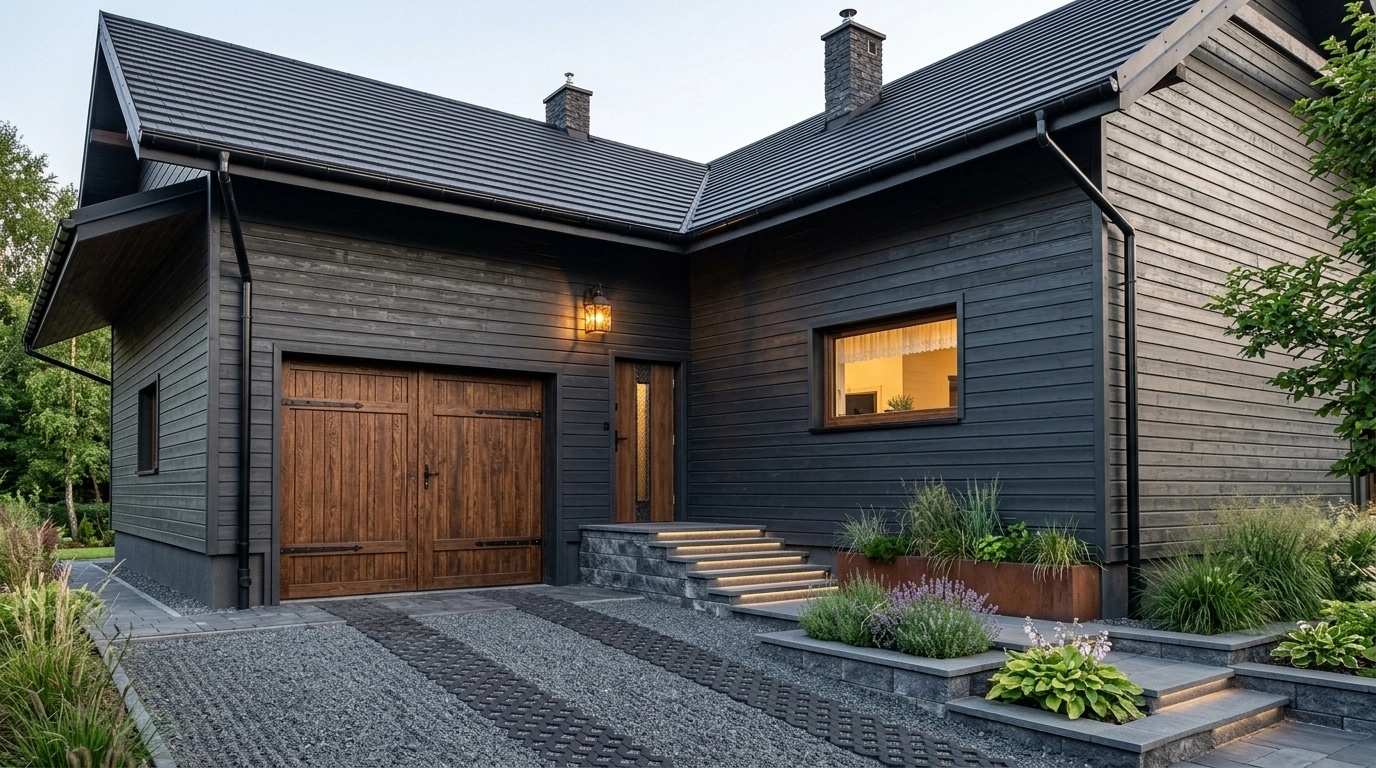 Facade design in Barnhouse Facade style — photo by GenRoom AI