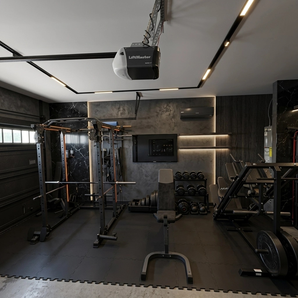 Interior design in Blacktec style — gym by GenRoom AI