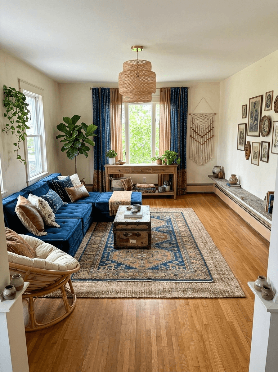 Living Room interior in Bohemian style — photo by GenRoom AI