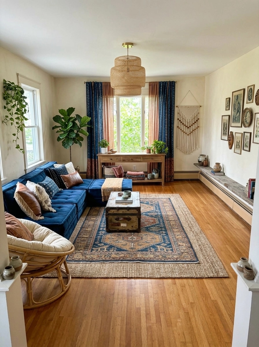 Bohemian Living Room design — interior photo by GenRoom AI