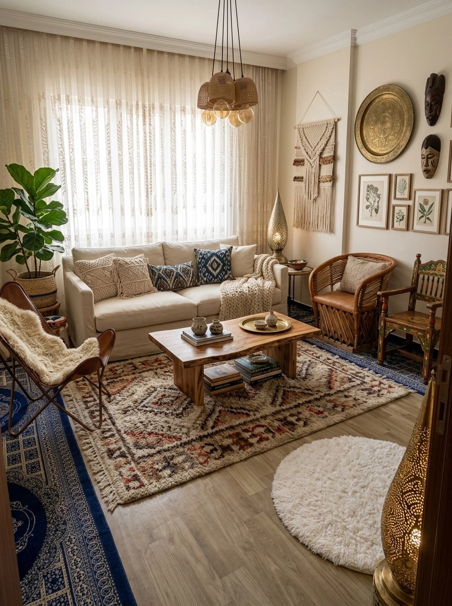 Interior design in Bohemian style — Living Room by GenRoom AI