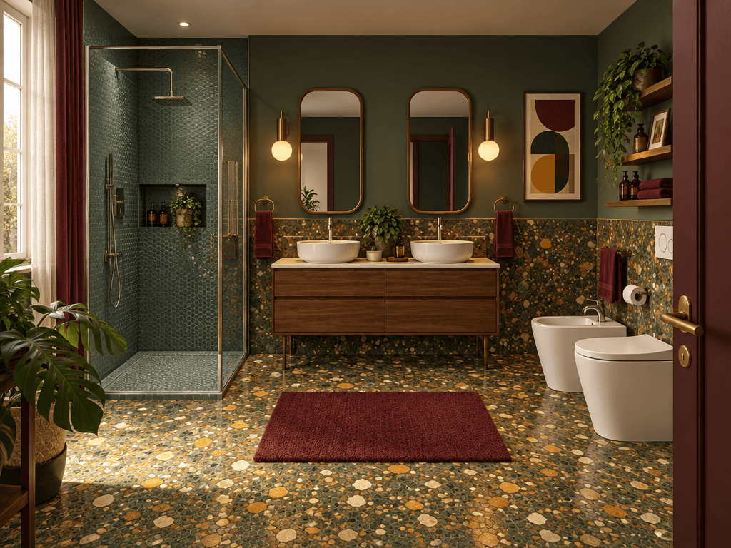 Bathroom interior in Mid-Century Modern style — photo by GenRoom AI