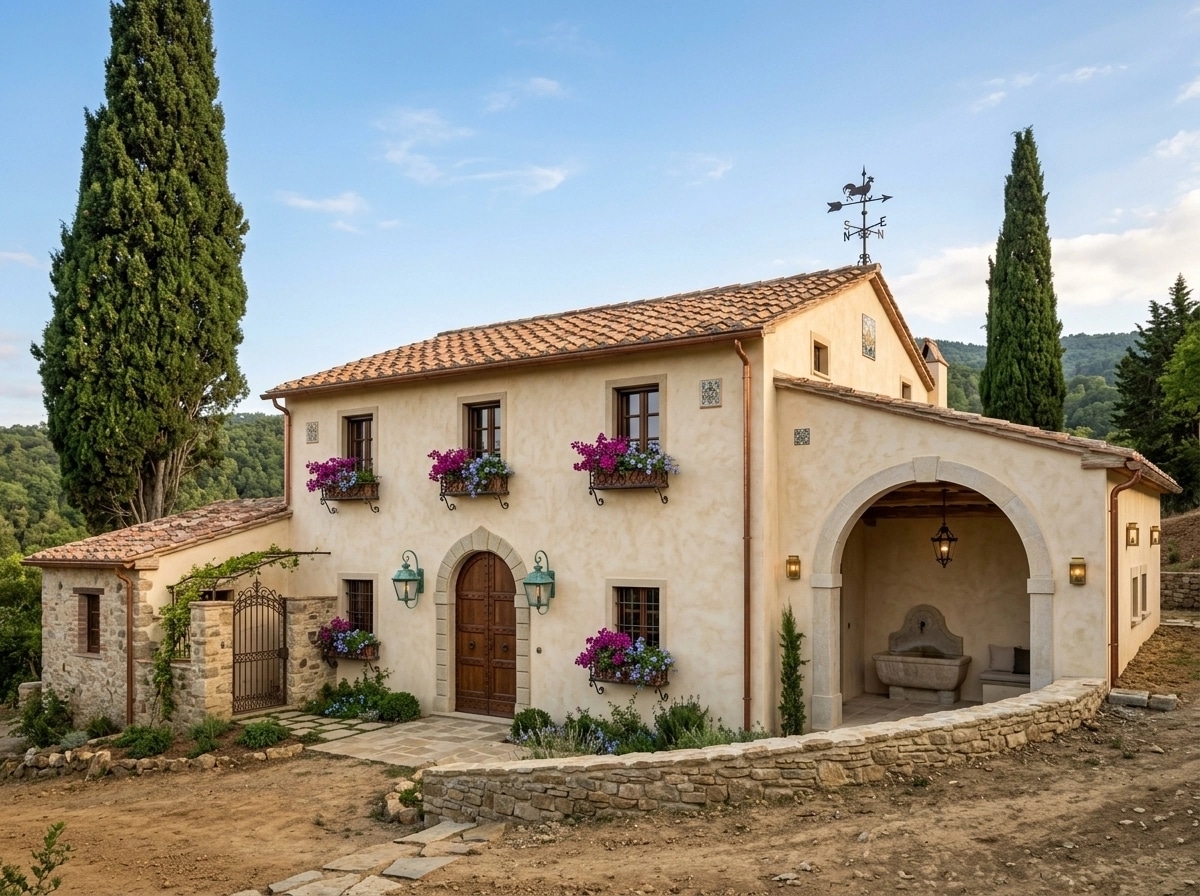 Facade design in Mediterranean Facade style — photo by GenRoom AI