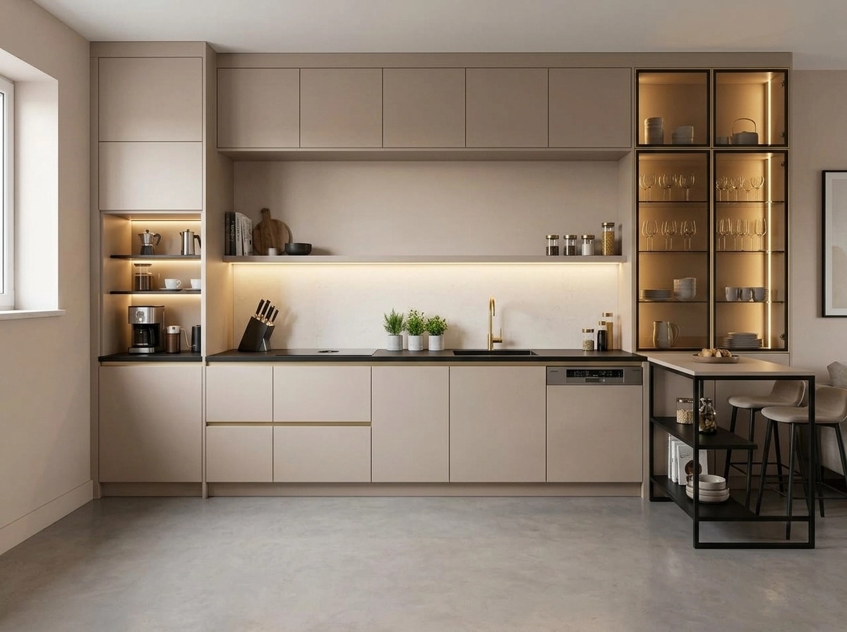 Kitchen interior in Blacktec style — photo by GenRoom AI