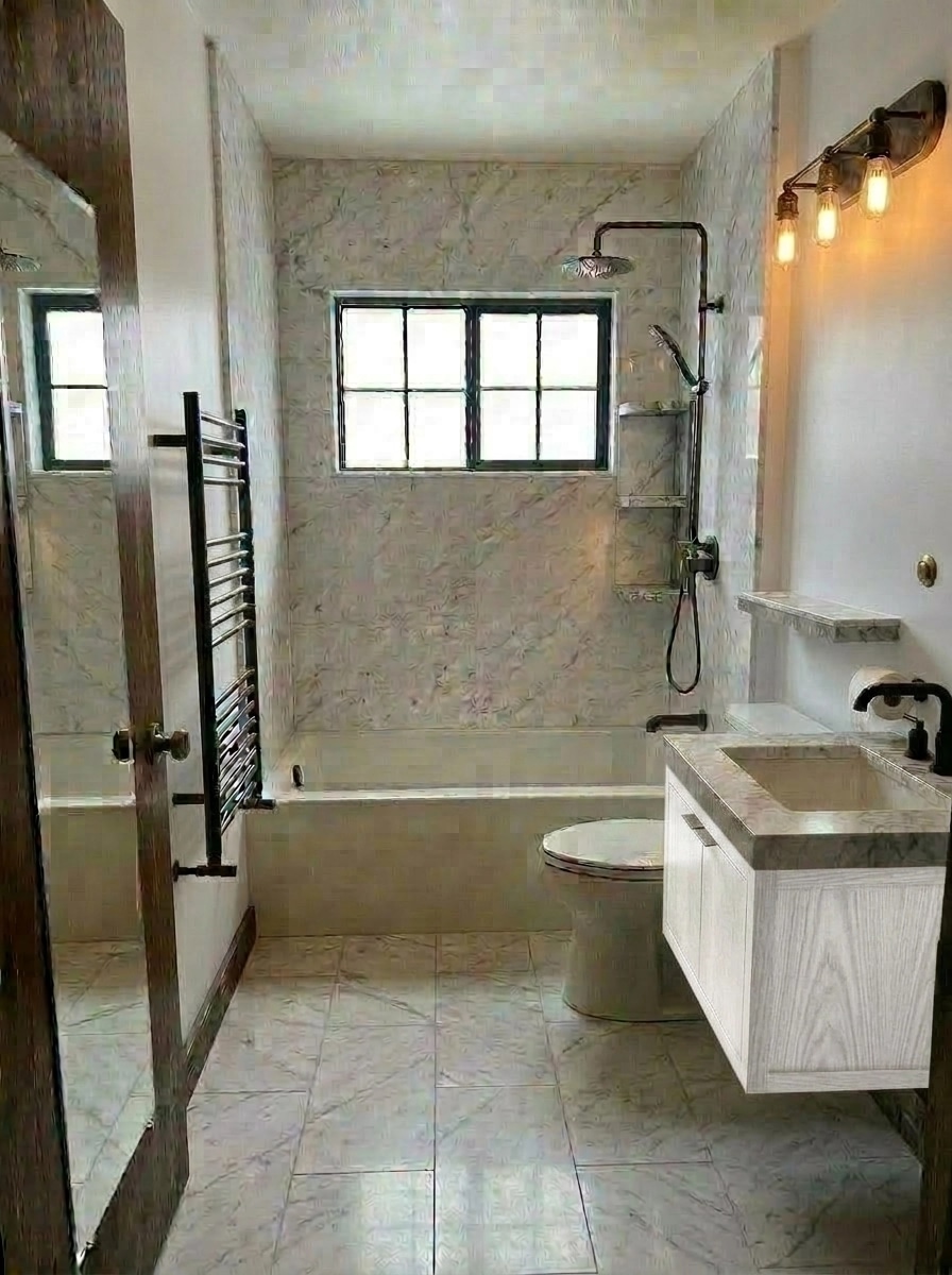Bathroom interior in Loft / Industrial style — photo by GenRoom AI