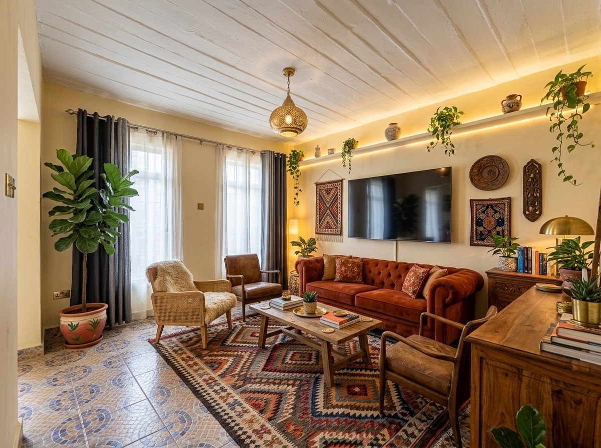 Interior design in Bohemian style — Living Room by GenRoom AI