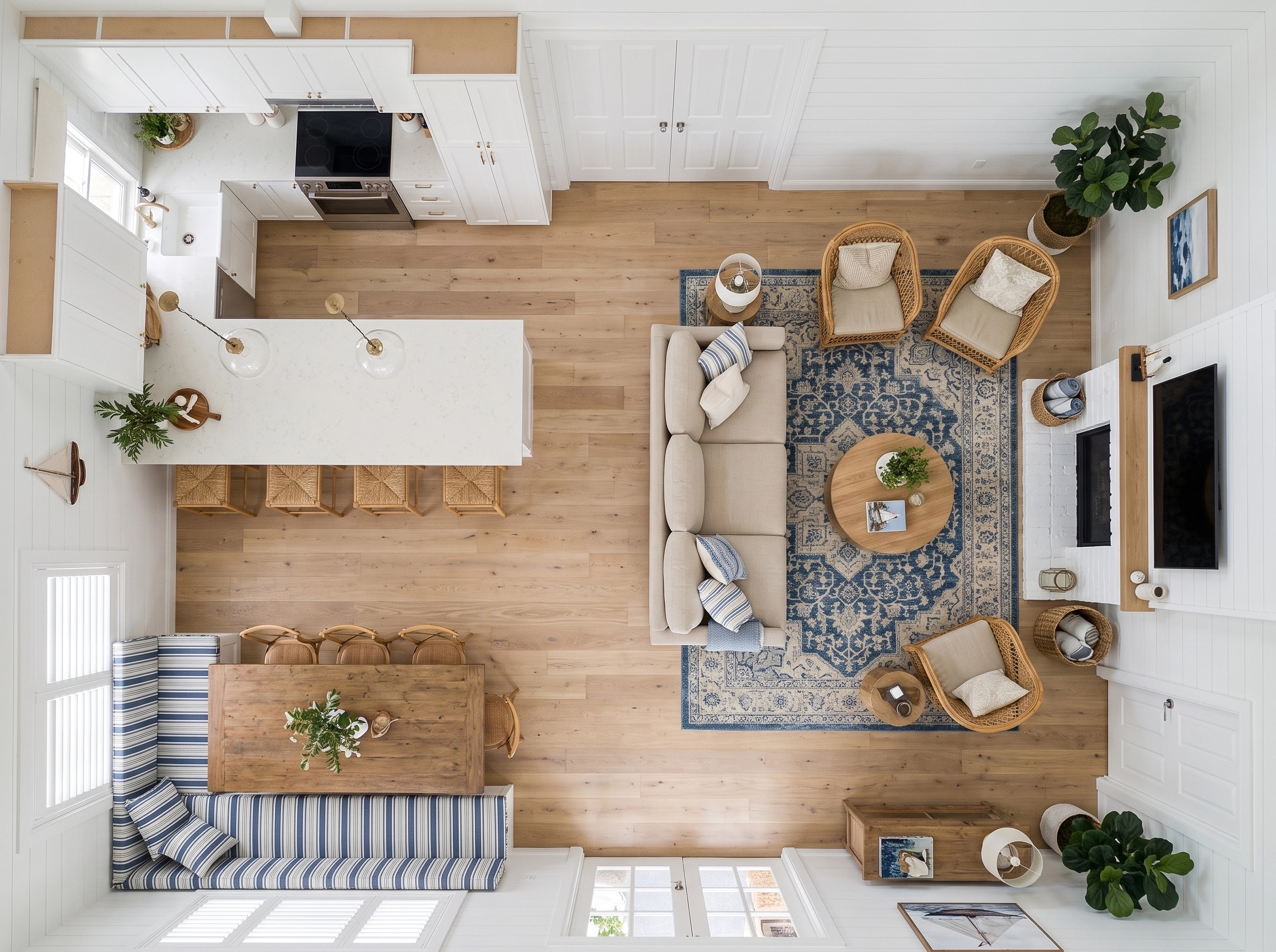 Interior design in Coastal / Hamptons style — Living Room by GenRoom AI
