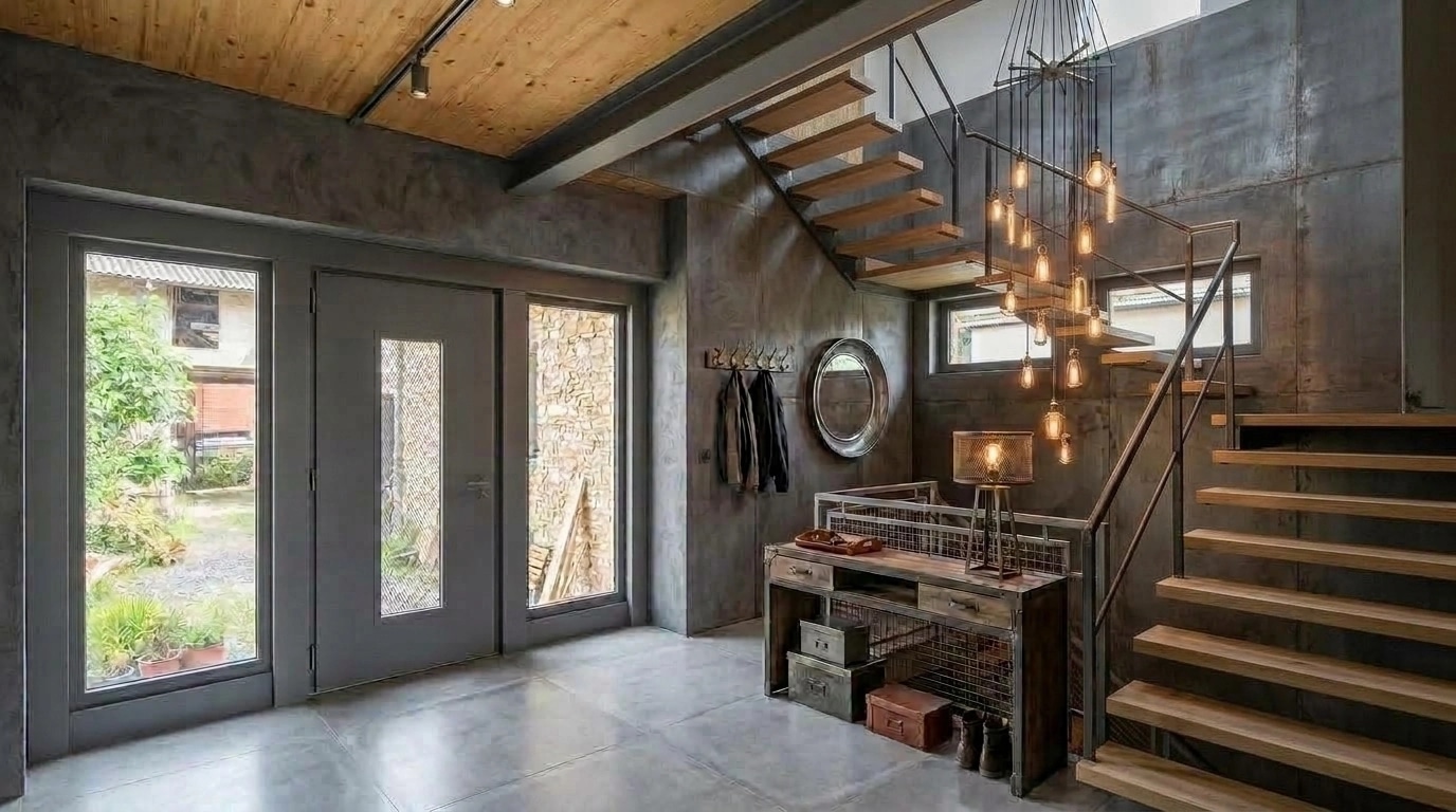 Hallway interior in Loft / Industrial style — photo by GenRoom AI
