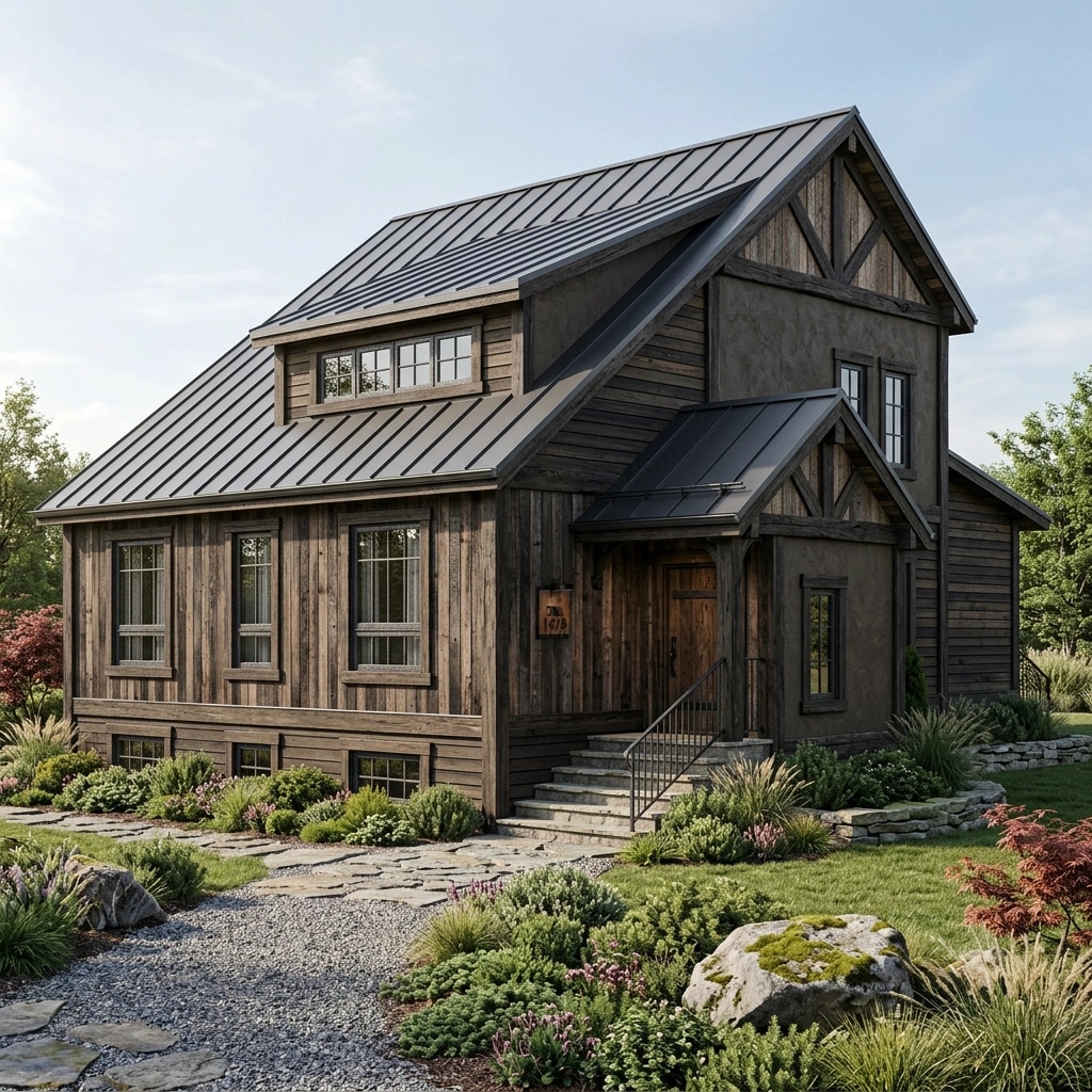 Facade design in Barnhouse Facade style — photo by GenRoom AI
