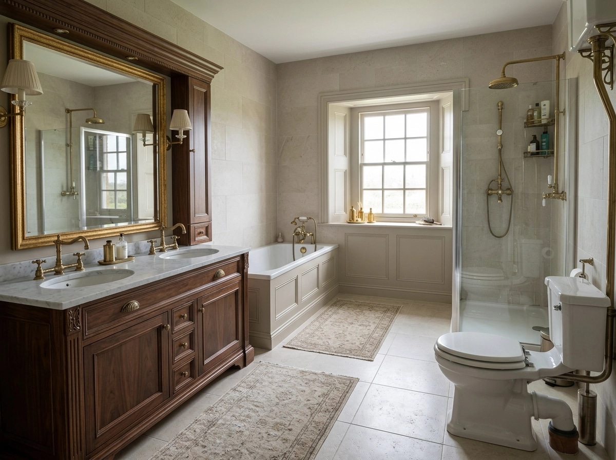 Bathroom interior in British style — photo by GenRoom AI