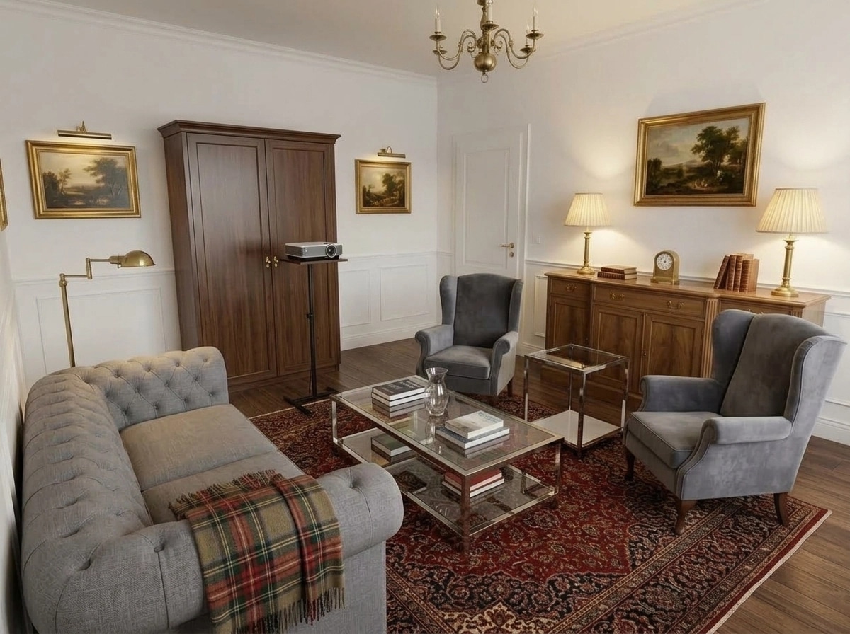 British Living Room design — interior photo by GenRoom AI