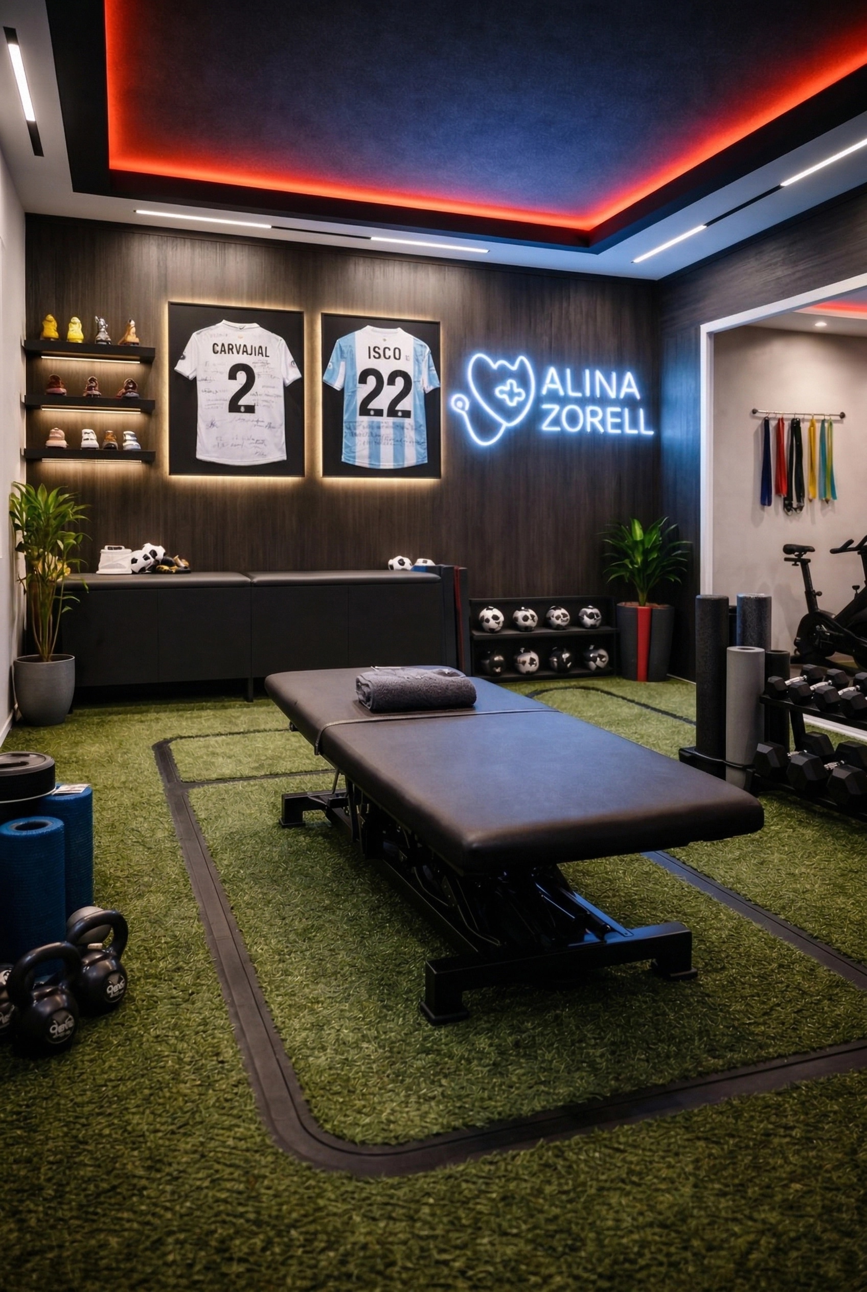 Office interior in Blacktec style — photo by GenRoom AI