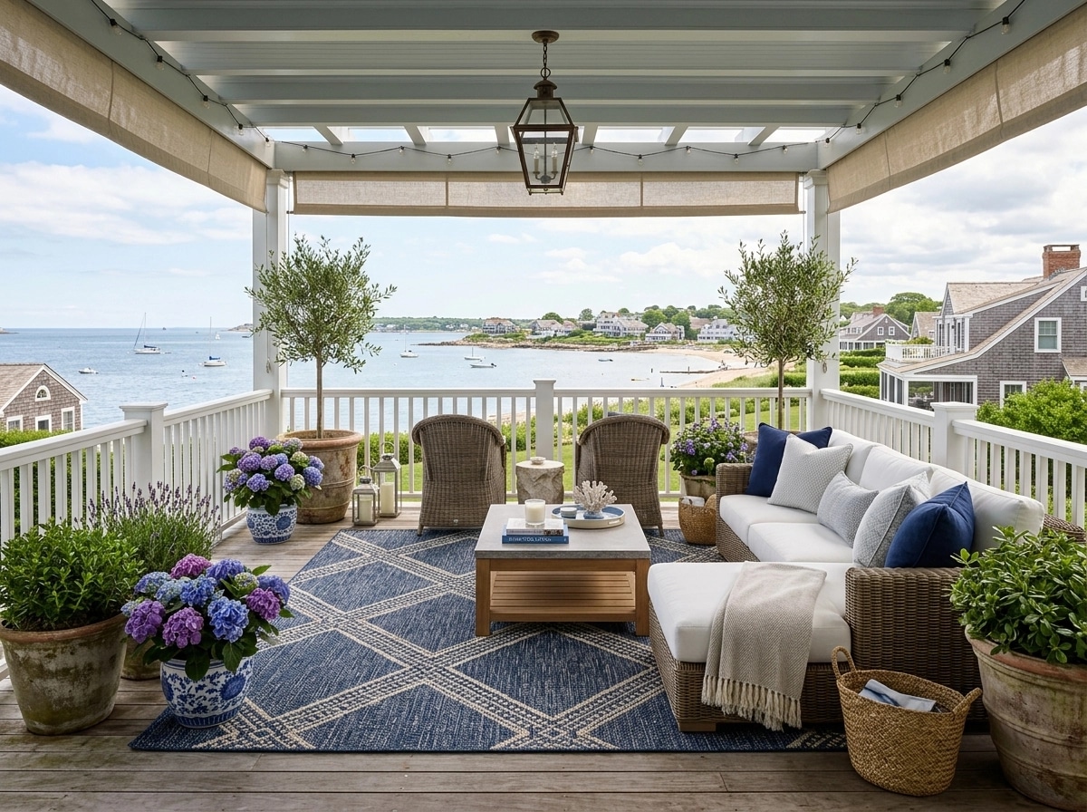 Interior design in Coastal / Hamptons style — terrace by GenRoom AI