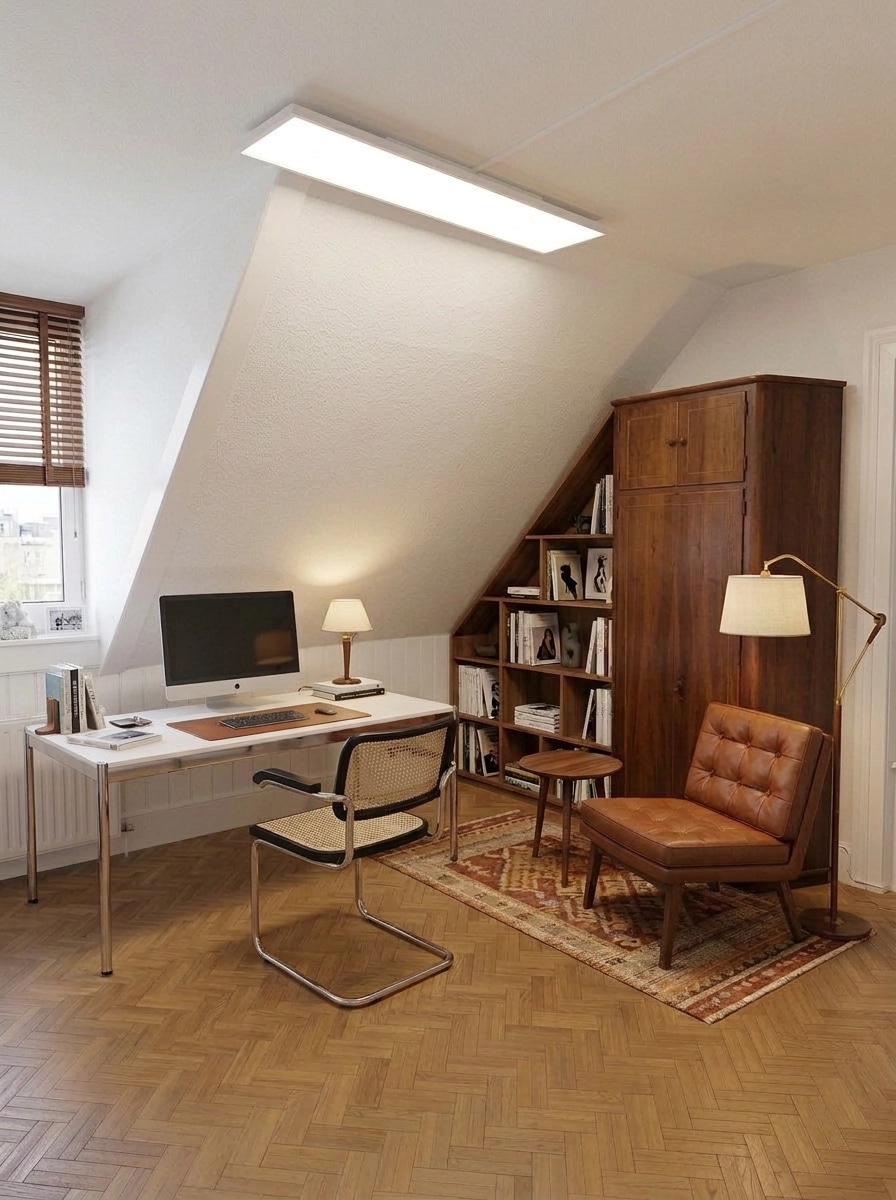Office interior in Mid-Century Modern style — photo by GenRoom AI