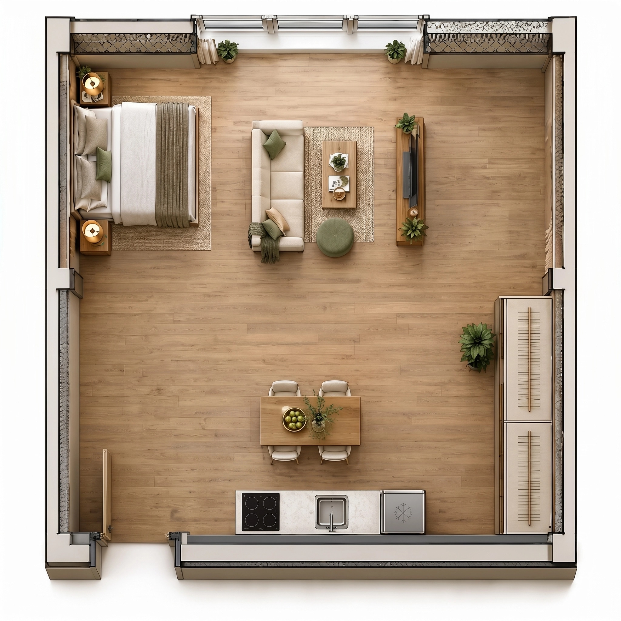 التصميم الداخلي بنمط Contemporary — غرفة المعيشة من GenRoom AI