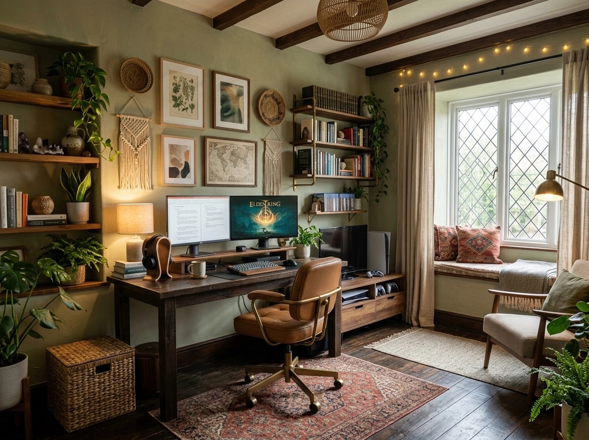 Interior design in Bohemian style — Office by GenRoom AI
