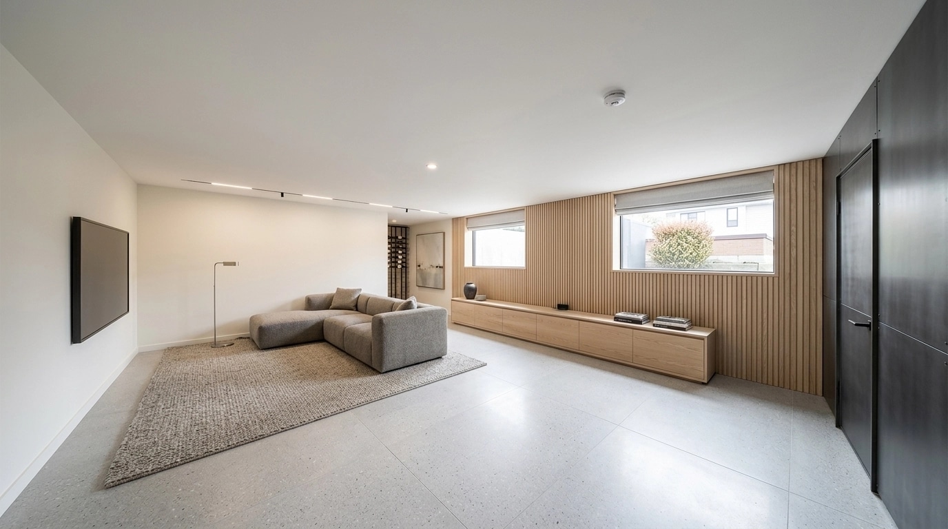 Interior desain di Minimalism gaya — basement oleh GenRoom AI