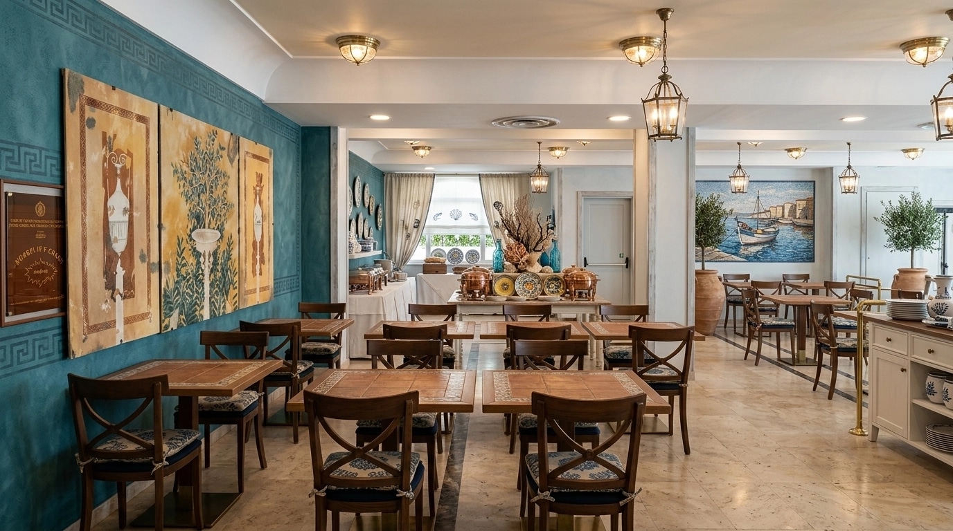 Interior design in Mediterranean style — restaurant by GenRoom AI