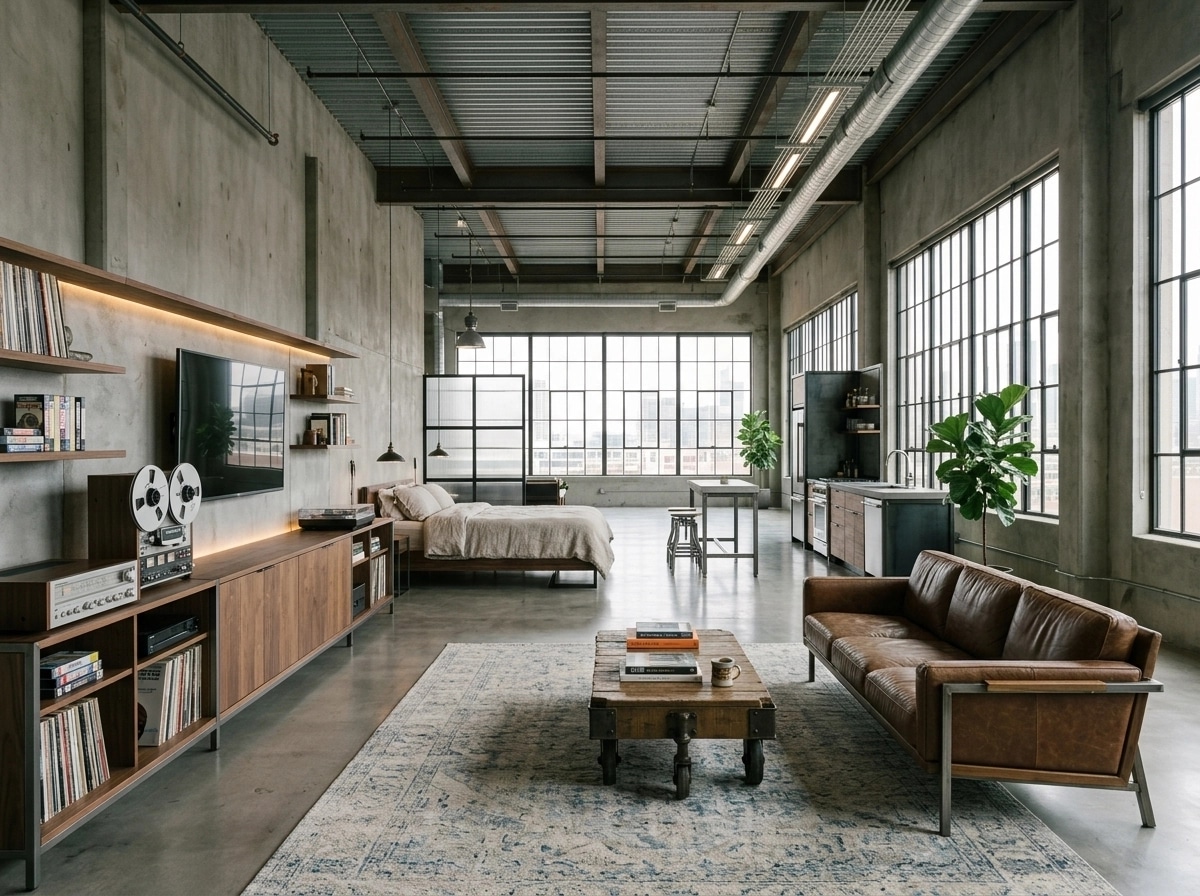 Interior design in Loft / Industrial style — studio by GenRoom AI