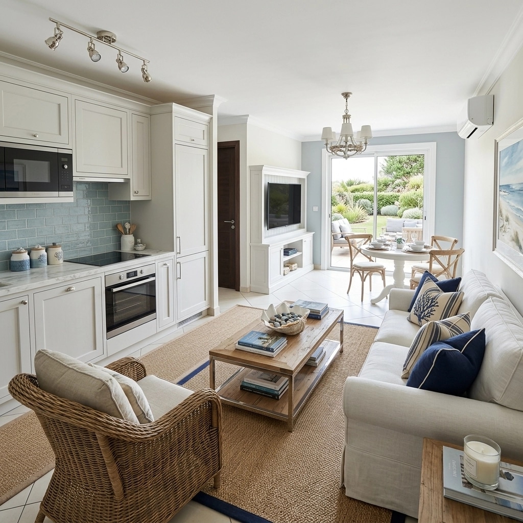 Coastal / Hamptons Living Room design — interior photo by GenRoom AI