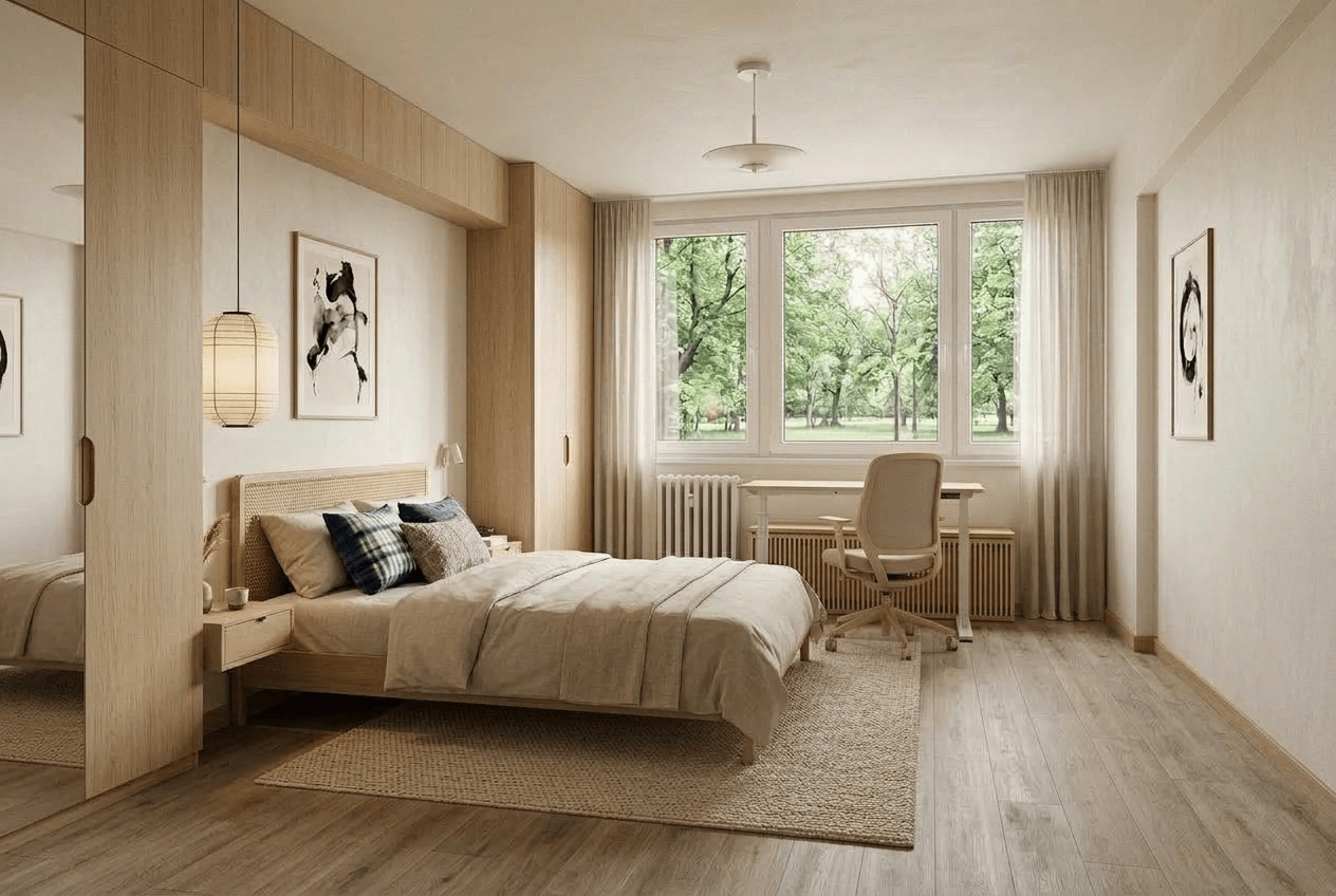 Scandinavian Bedroom design — interior photo by GenRoom AI