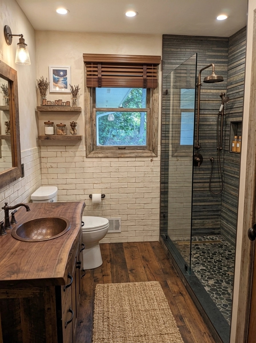 Bathroom interior in Rustic style — photo by GenRoom AI