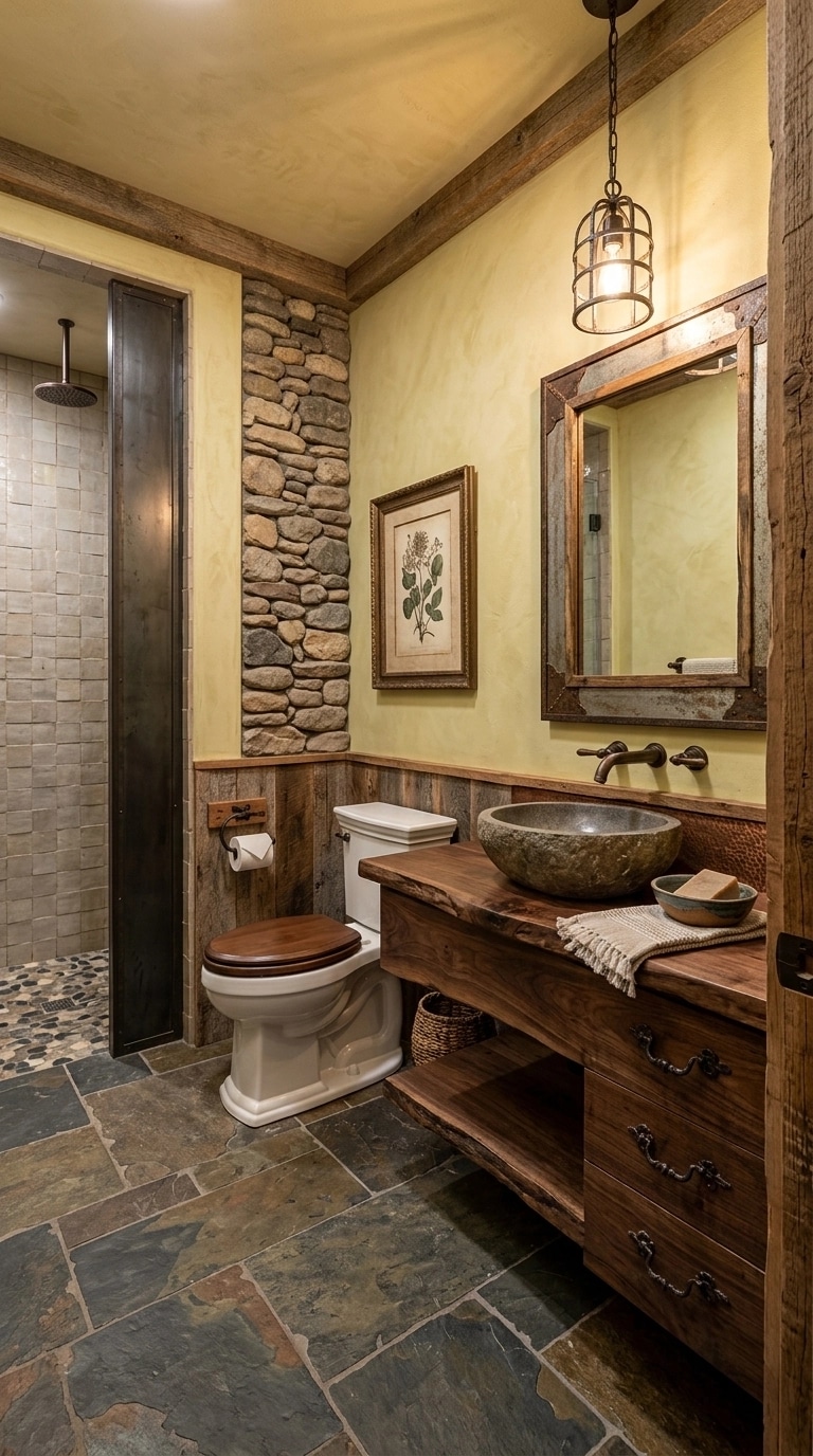 Bathroom interior in Rustic style — photo by GenRoom AI