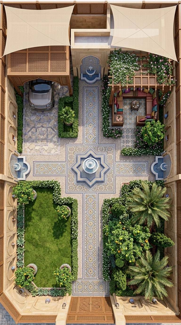 Landscape design in Arabian Courtyard style — Yard by GenRoom AI
