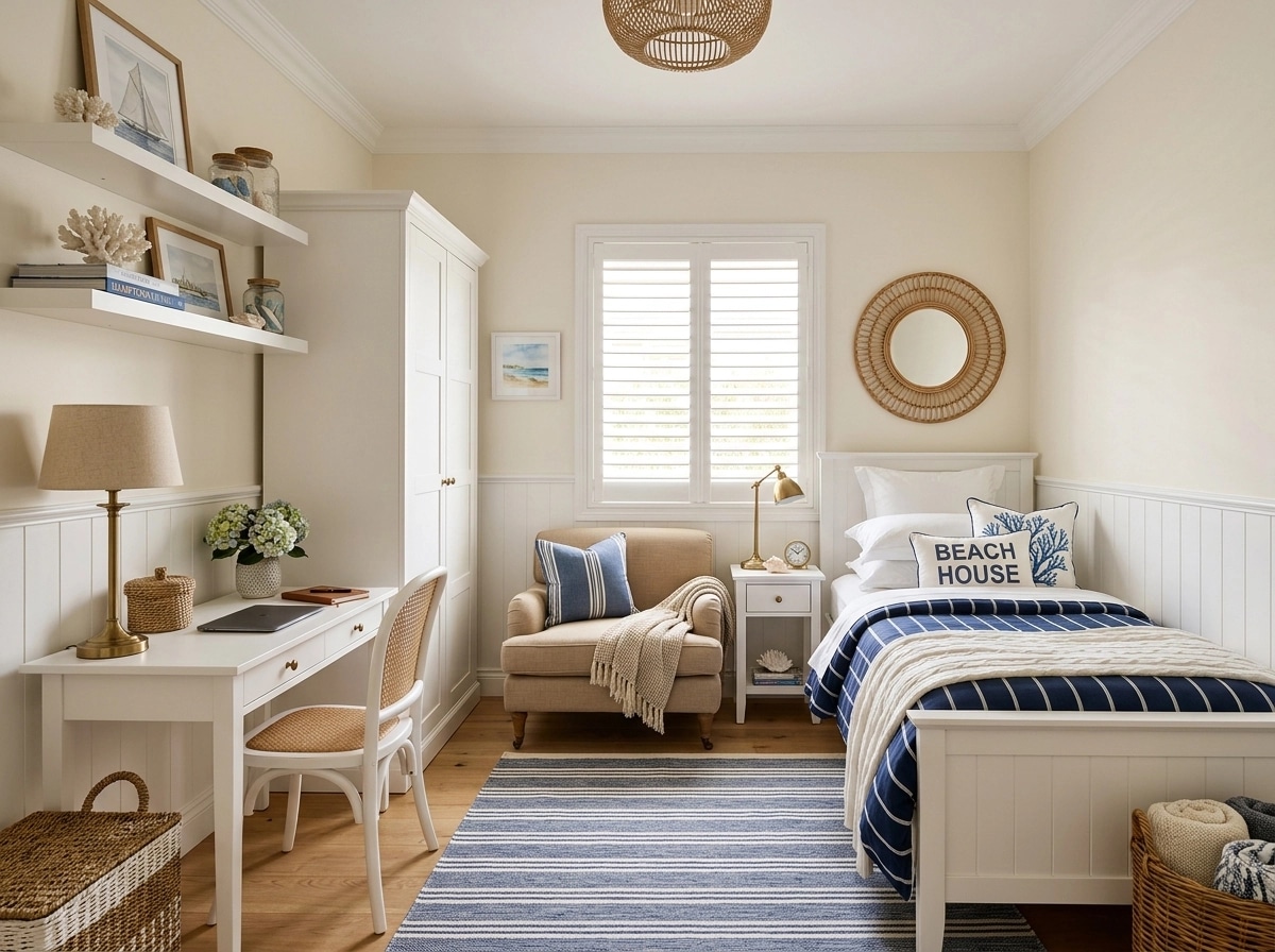 Interior design in Coastal / Hamptons style — Bedroom by GenRoom AI