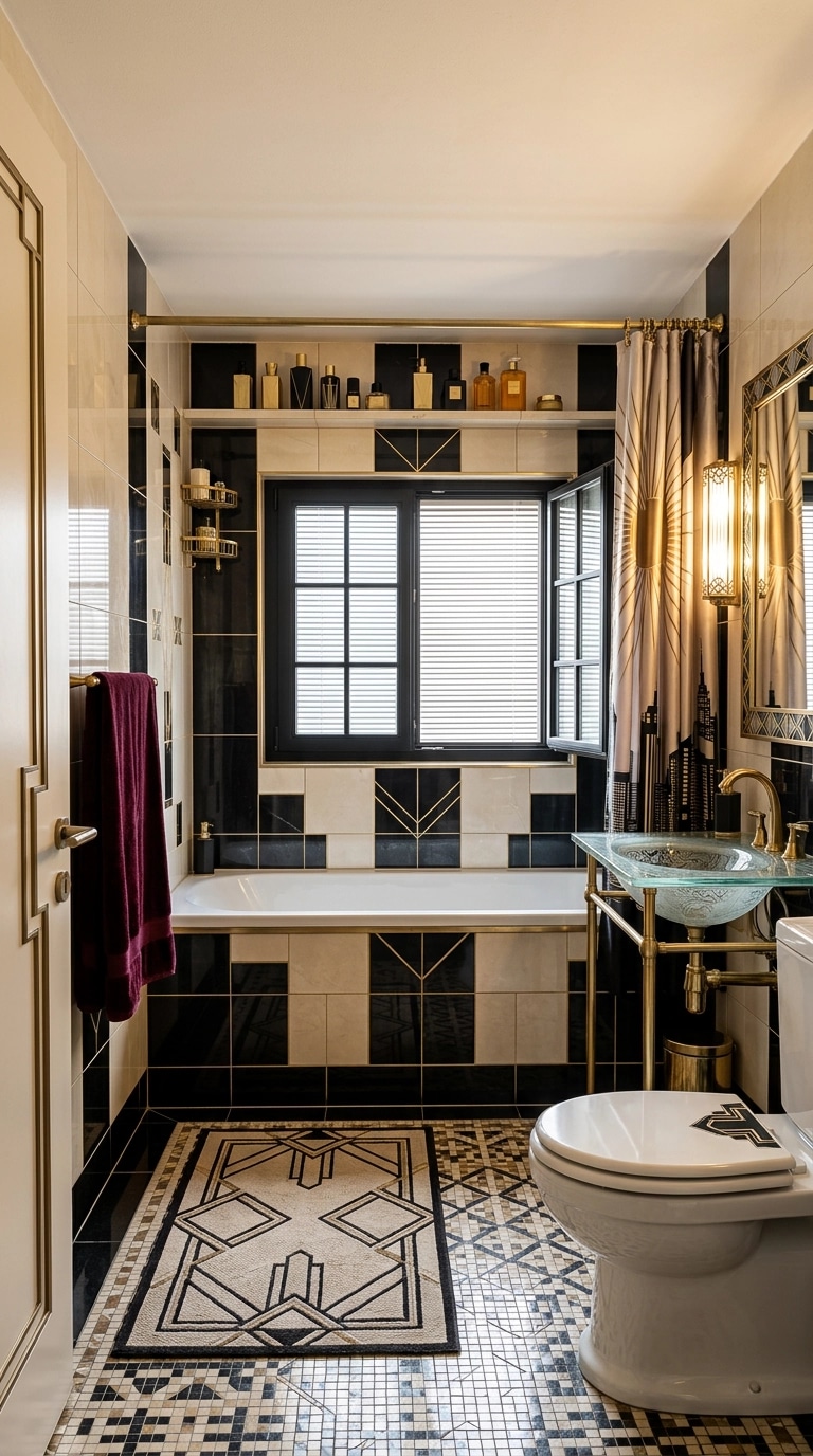 Bathroom interior in Art Deco style — photo by GenRoom AI
